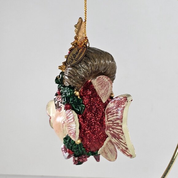 Katherines Collection Kissing Fish Christmas Tree Ornament Red Glitter Festive - Picture 4 of 8